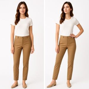 Fenn Wright Manson Slim Tan Trousers with Button Waist | Women’s Size 10